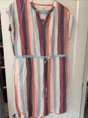 Time and Tru Multicolor Striped Drawstring Waist Dress